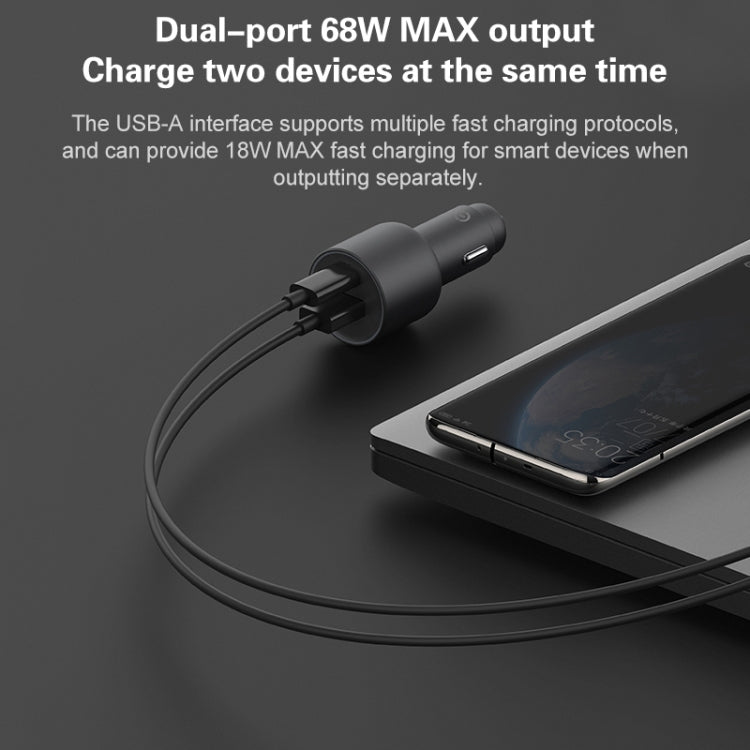 Original Xiaomi CC07ZM 100W Dual Ports USB + USB-C / Type-C Car Charger Fast Charging Version 1A1C