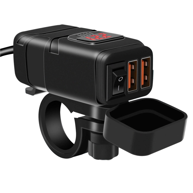 Universal Car Super Quick Dual Port USB Charger Power Outlet Adapter with LED Digital Voltmeter