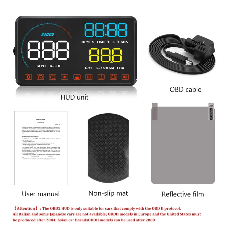 A9 5.5 inch Universal Car OBD2 HUD Vehicle-mounted Head Up Display