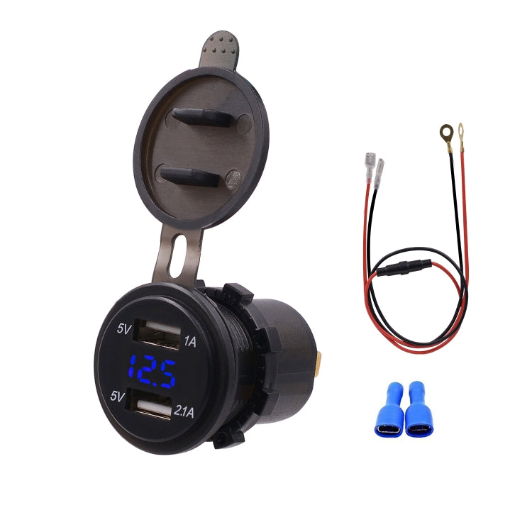 Universal Car Dual Port USB Charger Power Outlet Adapter 3.1A 5V IP66 with LED Digital Voltmeter + 60cm Cable, 3.1A Voltmeter + 60cm Cable(Red Light), 3.1A Voltmeter + 60cm Cable(Blue Light), 3.1A Voltmeter + 60cm Cable(Green Light)