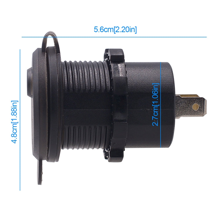 Universal Car Single Port USB Charger Power Outlet Adapter 2.4A 5V IP66 with LED Digital Voltmeter + Switch + 60cm Cable