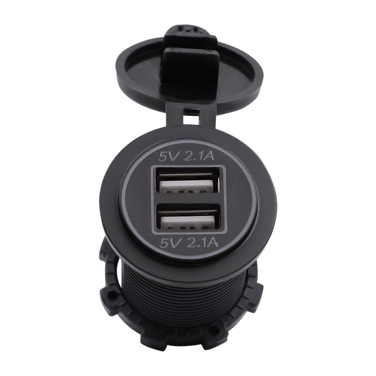 Universal Car Dual USB Charger Power Outlet Adapter 4.2A 5V IP66 with Aperture + 60cm Cable, 4.2A + 60cm Cable(Orange Light), 4.2A + 60cm Cable(Red Light), 4.2A + 60cm Cable(Blue Light)
