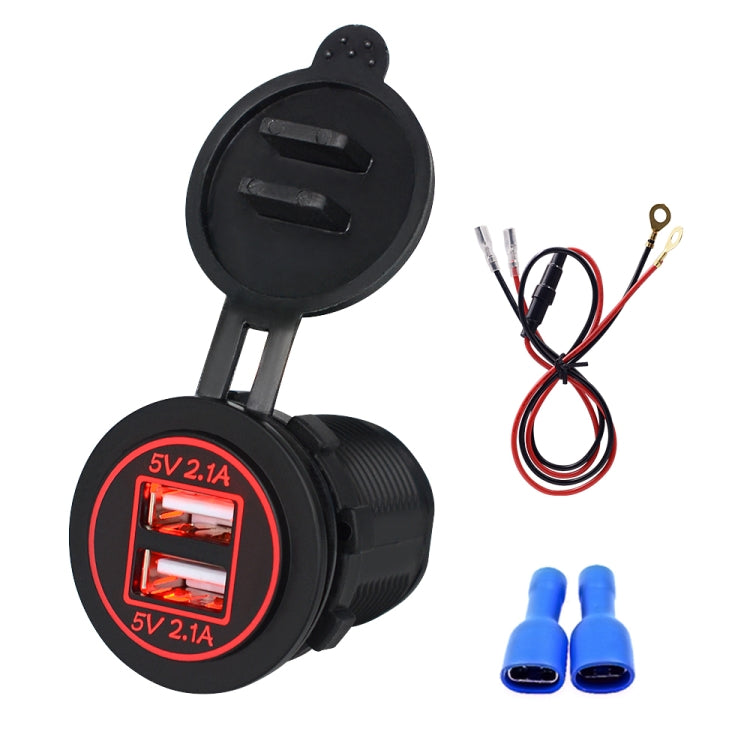 Universal Car Dual USB Charger Power Outlet Adapter 4.2A 5V IP66 with Aperture + 60cm Cable