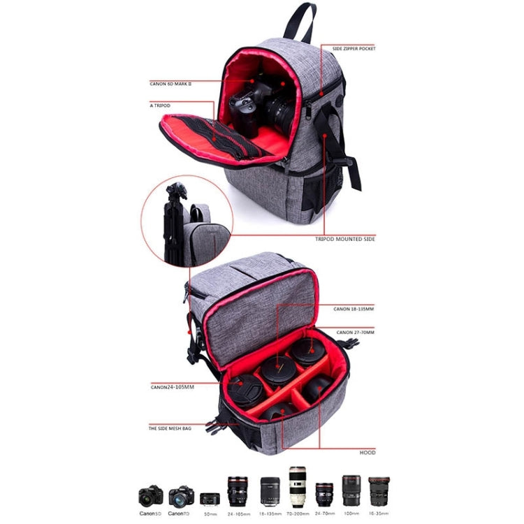 Multi-functional Waterproof Nylon Shoulder Backpack Padded Shockproof Camera Case Bag for Nikon Canon DSLR Cameras
