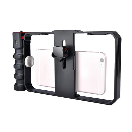 YLG0901B Vlogging Live Broadcast Smartphone Plastic Cage Video Rig Filmmaking Recording Handle Stabilizer Bracket for iPhone, Galaxy, Huawei, Xiaomi, HTC, LG, Google, and Other Smartphones