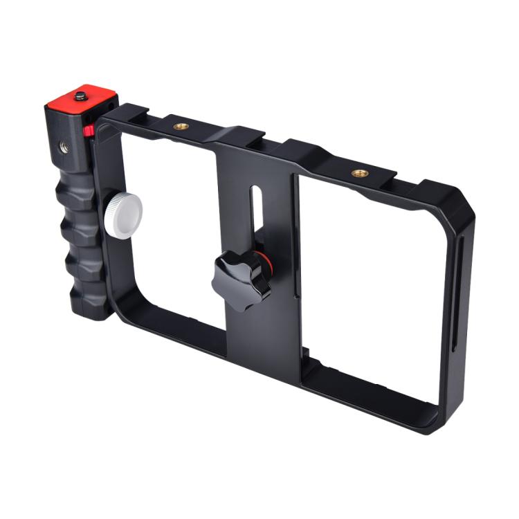 YLG0901B Vlogging Live Broadcast Smartphone Plastic Cage Video Rig Filmmaking Recording Handle Stabilizer Bracket for iPhone, Galaxy, Huawei, Xiaomi, HTC, LG, Google, and Other Smartphones