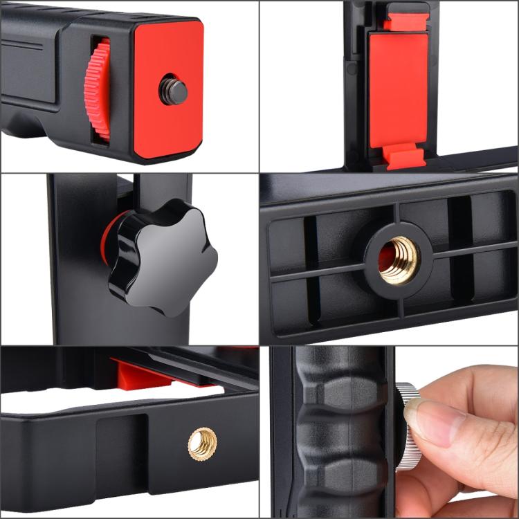 YLG0901B Vlogging Live Broadcast Smartphone Plastic Cage Video Rig Filmmaking Recording Handle Stabilizer Bracket for iPhone, Galaxy, Huawei, Xiaomi, HTC, LG, Google, and Other Smartphones