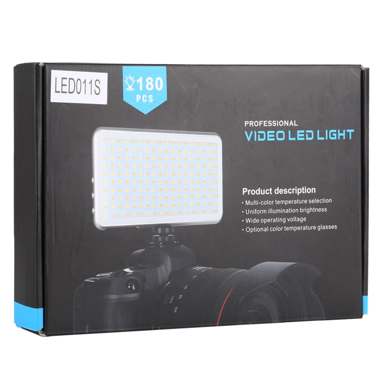 LED011S Pocket 180 LEDs Professional Vlogging Photography Video & Photo Studio Light with OLED Display & Cold Shoe Adapter Mount for Canon / Nikon DSLR Cameras