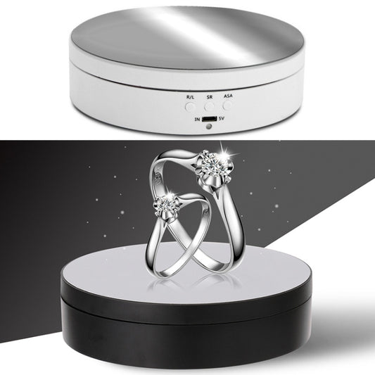 13.8cm Mirror Style USB Charging Smart 360 Degree Rotating Turntable Display Stand Video Shooting Props Turntable for Photography, Load 3kg