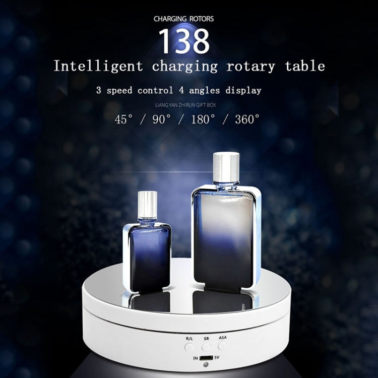 13.8cm Mirror Style USB Charging Smart 360 Degree Rotating Turntable Display Stand Video Shooting Props Turntable for Photography, Load 3kg