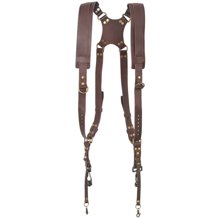 Quick Release Anti-Slip Dual Shoulder Leather Harness Camera Strap with Metal Hook for SLR / DSLR Cameras