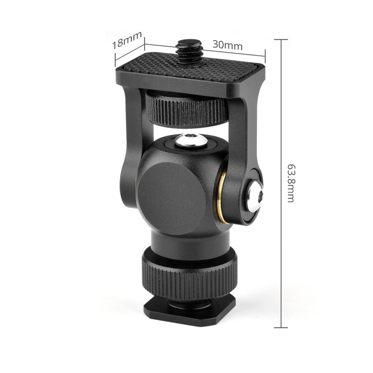 YELANGU 180 Degree Swing Mini Tripod Ball Head Bracket Cold Shoe Mount 1/4 inch Screw Adapter