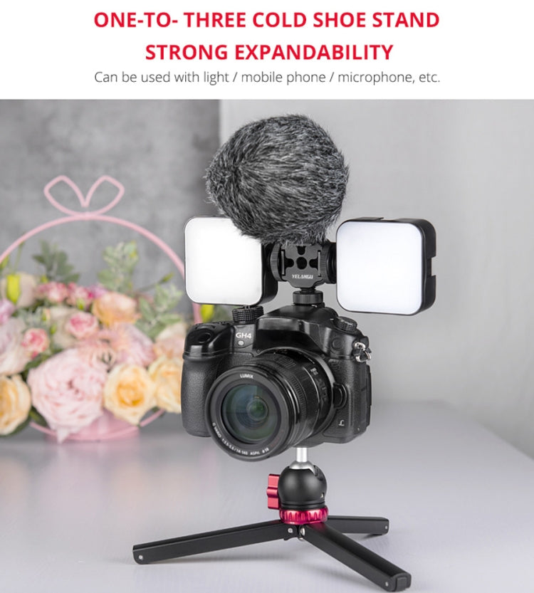 YELANGU YLG0601A A68 3-Head Cold Shoe Mount Adapter Microphone Flash Light Metal Holder Bracket