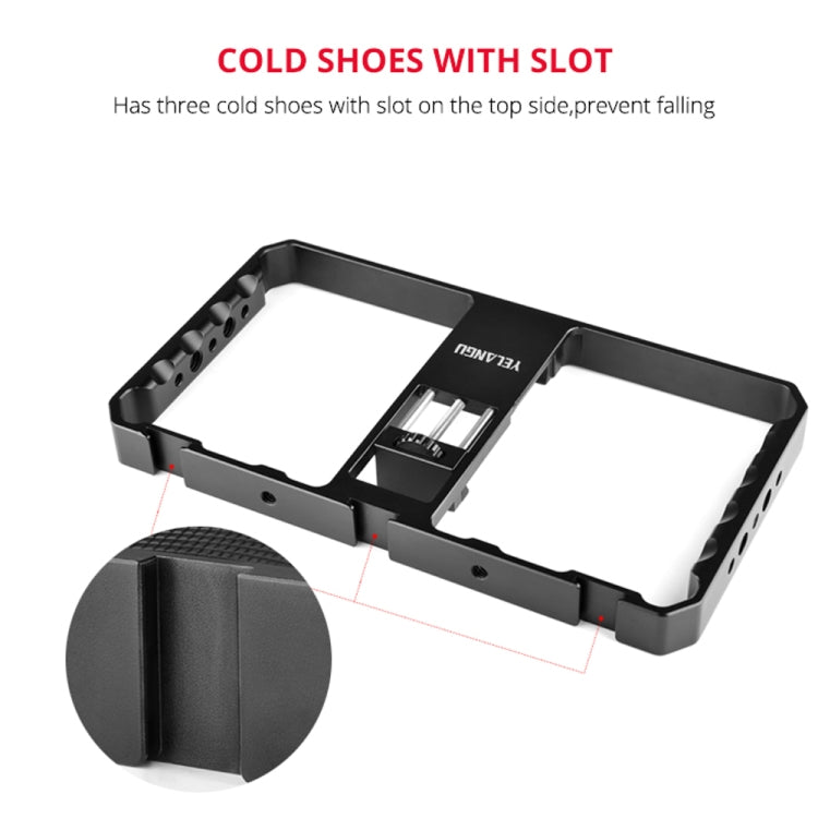 YELANGU  PC06 YLG0909A Vlogging Live Broadcast Smartphone Metal Cage Video Rig Filmmaking Recording Handle Stabilizer Bracket for iPhone, Galaxy, Huawei, Xiaomi, HTC, LG, Google, and Other Smartphones
