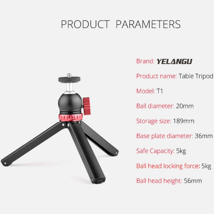 YELANGU T1 YLG1202A Pocket Mini Metal Desktop Tripod Mount with 360 Degree Ball Head for DSLR & Digital Cameras