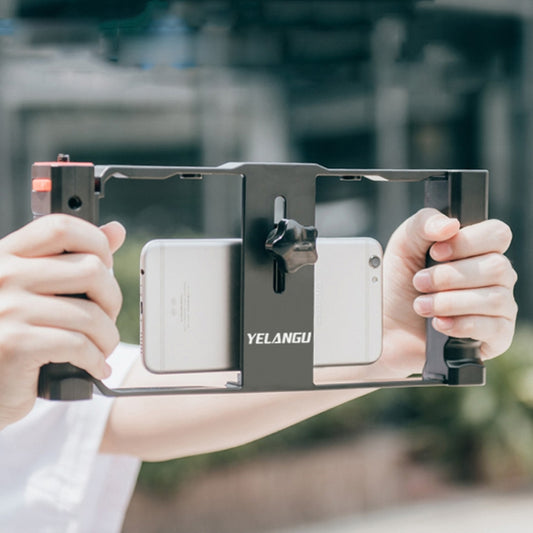 YELANGU PC02A Vlogging Live Broadcast Plastic Cage Video Rig Filmmaking Stabilizer Bracket for iPhone, Galaxy, Huawei, Xiaomi, HTC, LG, Google, and Other Smartphones