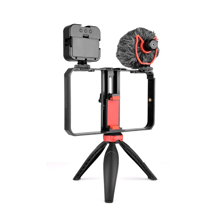 YELANGU PC204 YLG1801D Vlogging Live Broadcast LED Selfie Light Smartphone Video Rig Handle Stabilizer Bracket Kits with Microphone & Tripod
