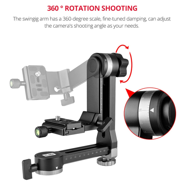YELANGU A171 YLG0401E-C 360 Degree Rotation Horizontal Cantilever Gimbal Tripod Head for Home DV and SLR Cameras