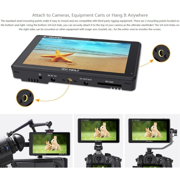FEELWORLD LUT6 1920x1080 2600 nits 6 inch IPS Screen HDMI 4K Touch Control Camera Field Monitor