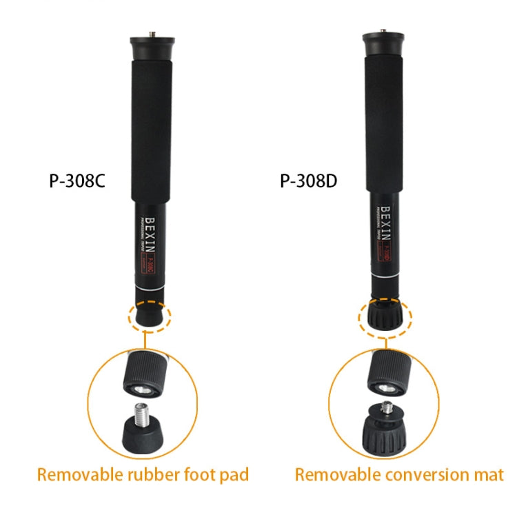 BEXIN P308D Portable Travel Outdoor DSLR Camera Aluminum Alloy Monopod Holder