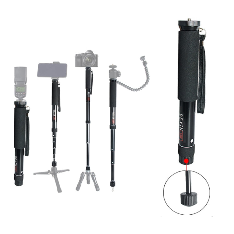 BEXIN P308 Portable Travel Outdoor DSLR Camera Aluminum Alloy Monopod Holder
