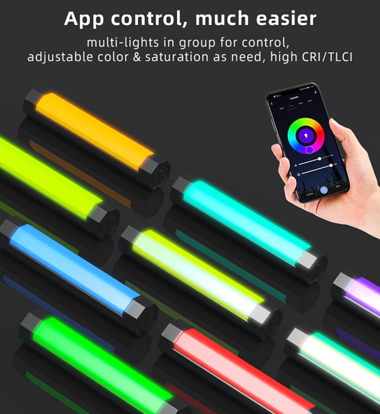 LUXCeO RGB Colorful Photo LED Stick Video Light APP Control Adjustable Color Temperature Waterproof Handheld LED Fill Light with Remote Control