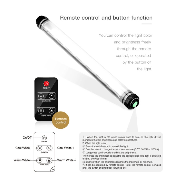 LUXCeO P7 Dual Color Temperature Photo LED Stick Video Light Waterproof Handheld LED Fill Light with Remote Control