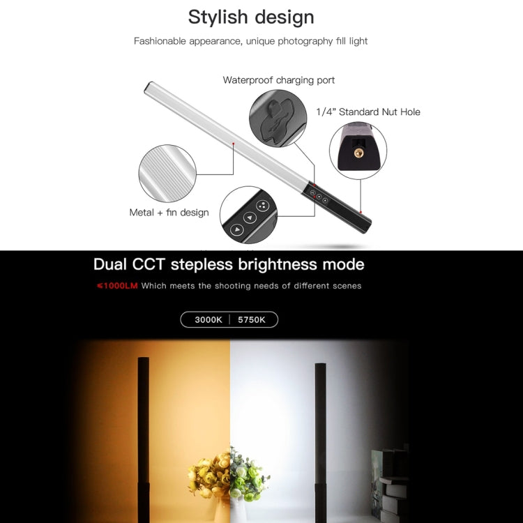 LUXCeO Q508S Dual Color Temperature 1000LM Photo LED Stick Video Light Handheld LED Fill Light Flash Lighting Lamp