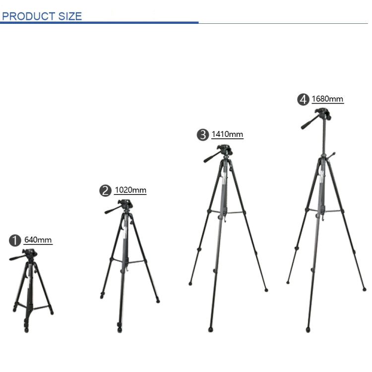 WeiFeng WT-3560 3-Section Folding Legs Live Broadcast Aluminum Alloy Tripod Mount