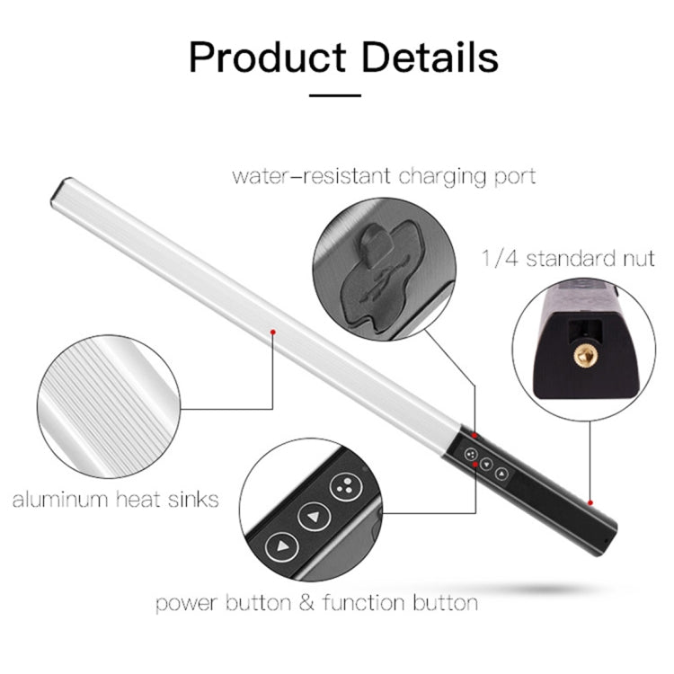 LUXCeO Q508A 8 Color Photo LED Stick Video Light Waterproof Handheld LED Fill Light Flash Lighting Lamp with Remote Control