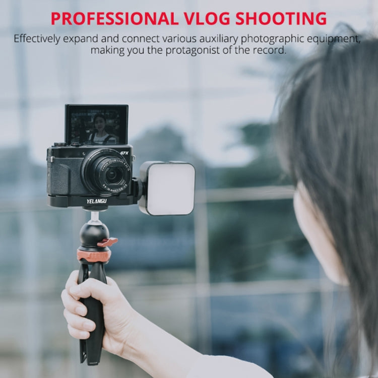 YELANGU CL9-A Camera Expansion Board Base L Plate Kit with LED Light + Tripod + Ball-head for Canon G7X2/ G7X3