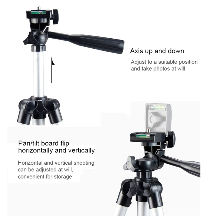 Live Broadcast Tripod 4-Section Folding Legs Aluminum Alloy Tripod Mount with U-Shape Three-Dimensional Tripod Head for DSLR & Digital Camera, Adjustable Height: 35-106cm