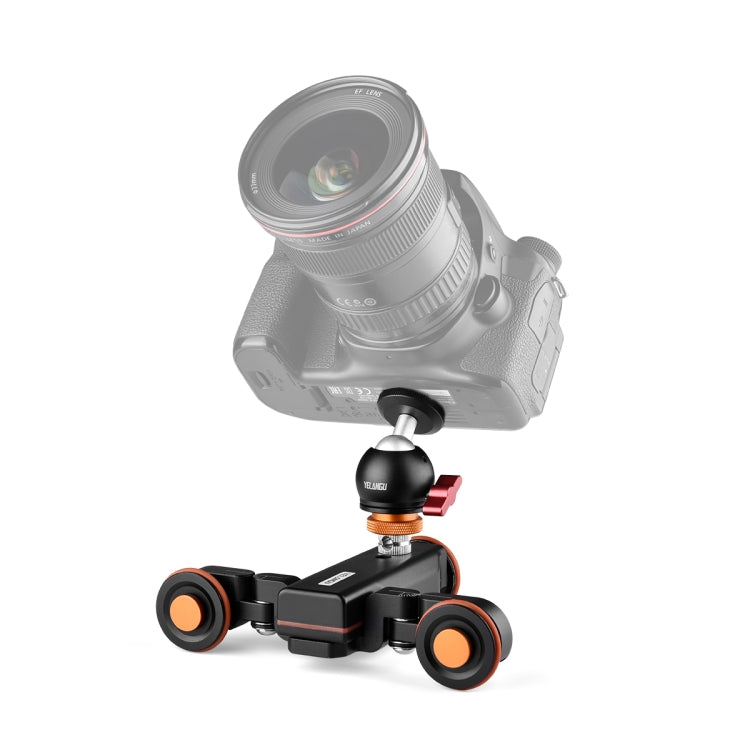 YELANGU L4X-BC Camera Wheel Dolly II Electric Track Slider 3-Wheel Video Pulley Rolling Dolly Car with Ballhead, Load: 3kg