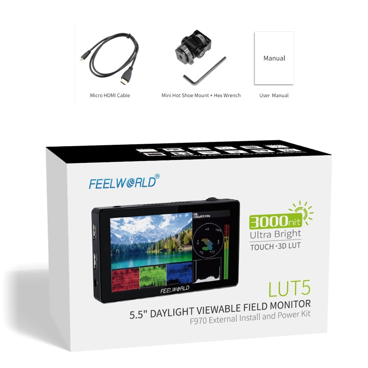 FEELWORLD LUT5 5.5 inch Ultra High Bright 3000nit Touch Screen DSLR Camera Field Monitor