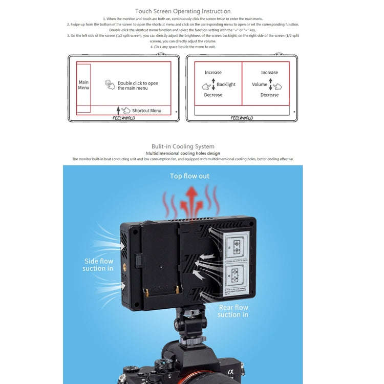 FEELWORLD LUT5 5.5 inch Ultra High Bright 3000nit Touch Screen DSLR Camera Field Monitor