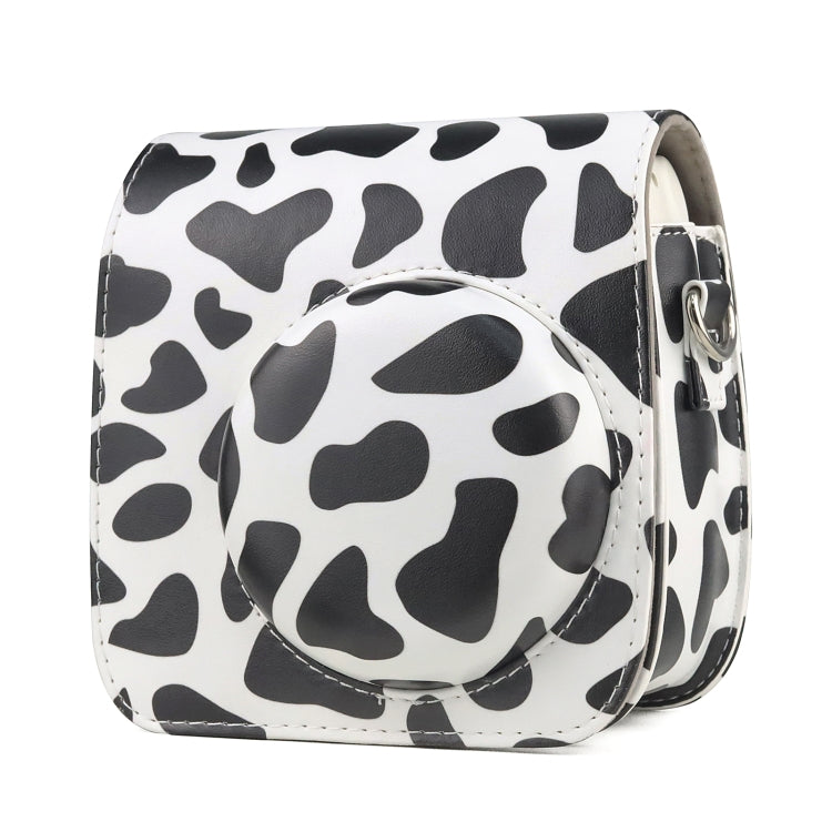 Milk Cow Full Body PU Leather Case Camera  Bag with Strap for FUJIFILM instax mini 7+