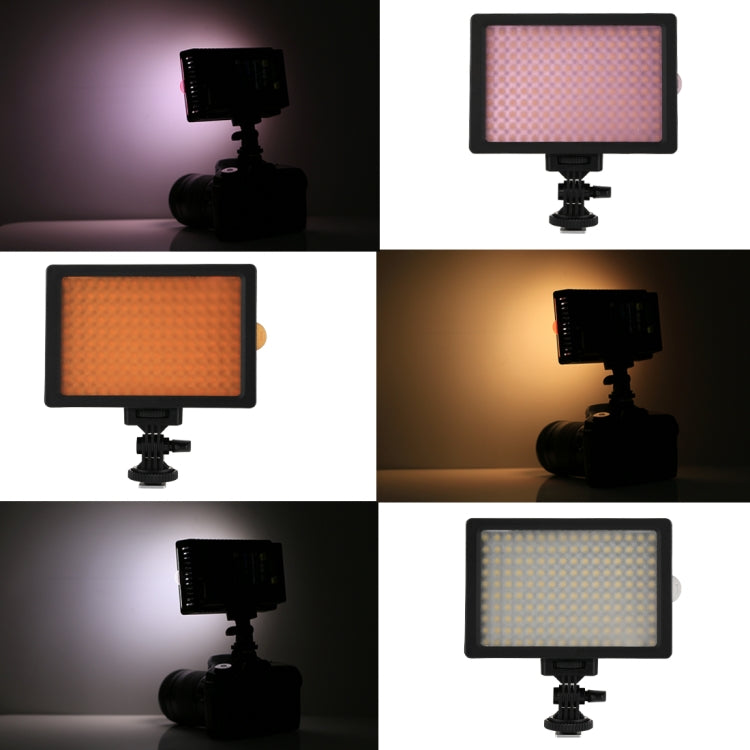 HD-160 White Light LED Video Light on-Camera Photography Lighting Fill Light for Canon, Nikon, DSLR Camera with 3 Filter Plates