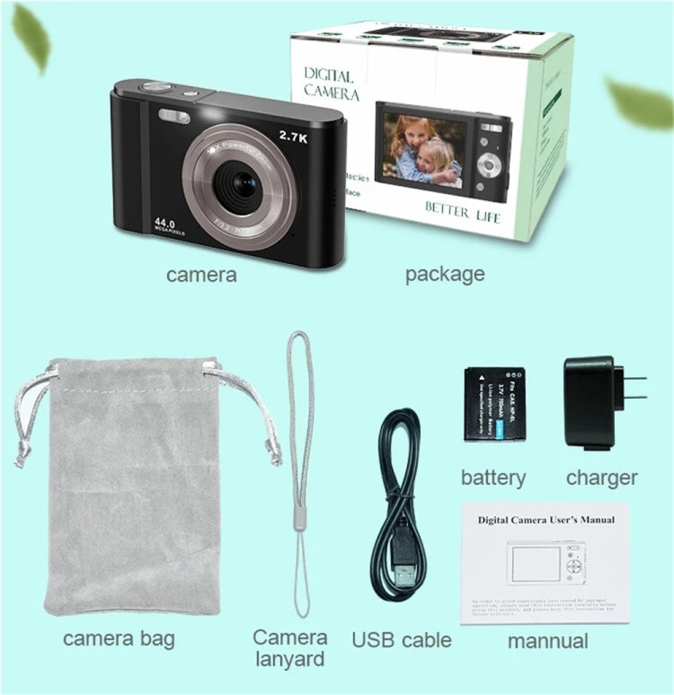 DC302 2.88 inch 44MP 16X Zoom 2.7K Full HD Digital Camera Children Card Camera, US Plug