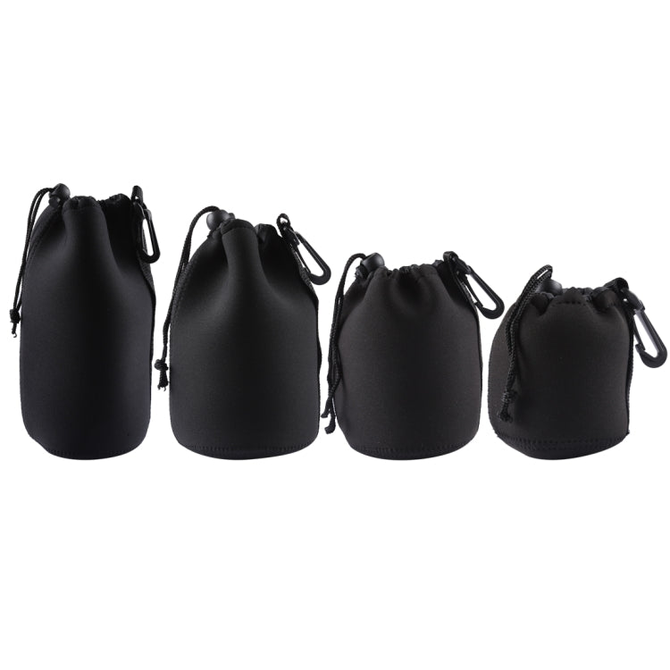 4 PCS Neoprene SLR Camera Lens Carrying Bag Pouch Bag with Carabiner, Size: 10x22cm, 10x14cm, 10x18cm, 8x10cm
