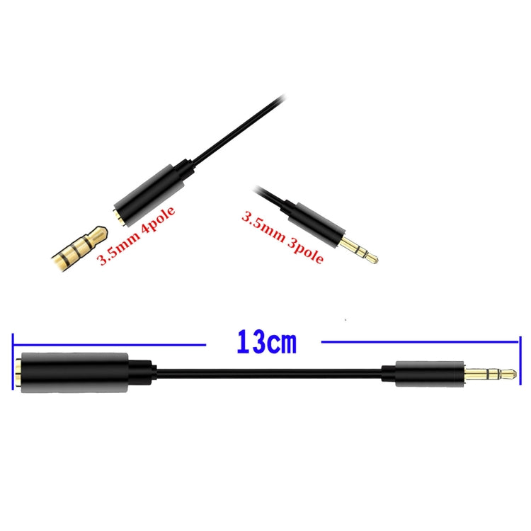 5 PCS 13cm Metal 3.5mm Audio 4 Pole Female to 3 Pole Male Microphone Adapter Cable