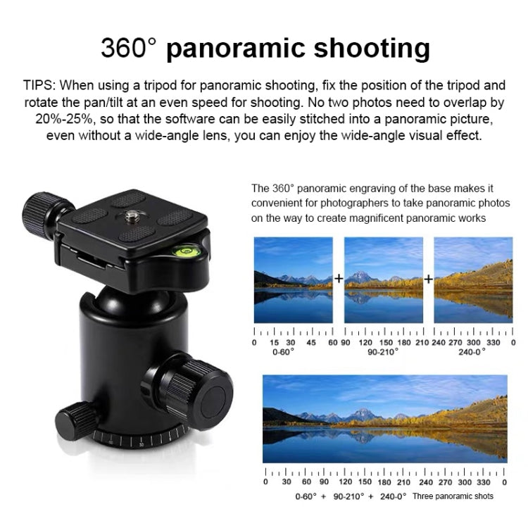 TRIOPO D-2A 360 Degree Rotation Aluminum Alloy Tripod 36mm Ball Head with Quick Release Plate