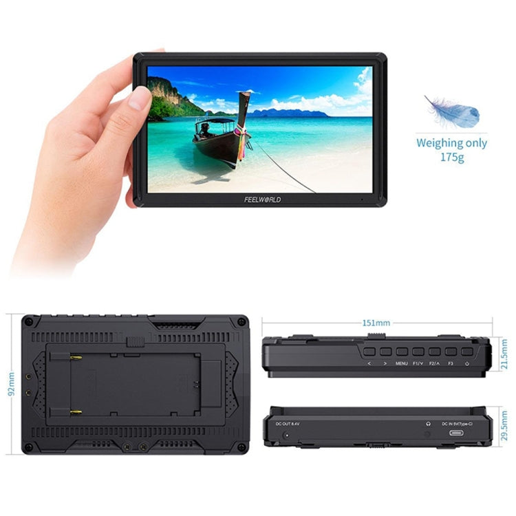 FEELWORLD FW568 V3 6 inch 3D LUT DSLR Camera Field Monitor, IPS Full HD 1920 x 1152,  Support HDMI Input Output Tilt Arm