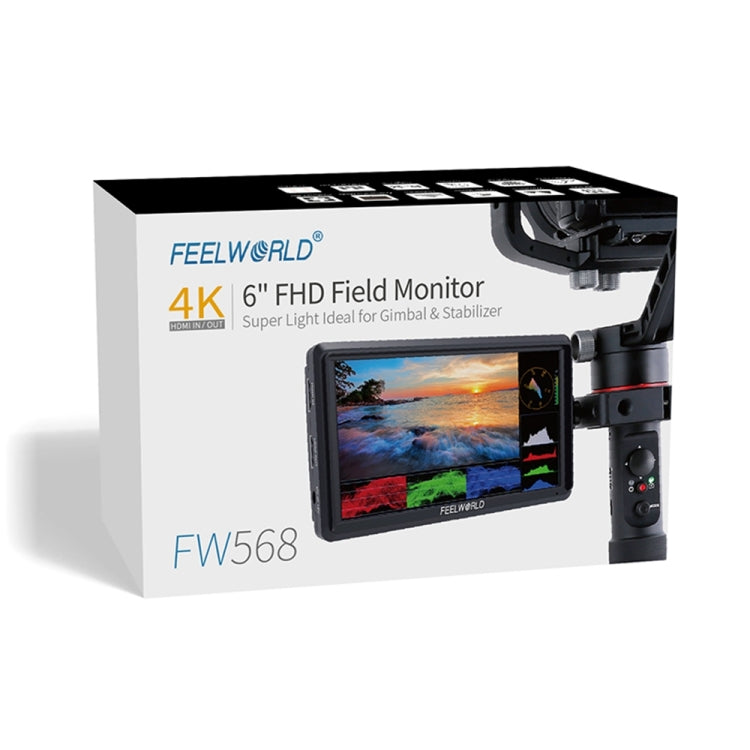FEELWORLD FW568 V3 6 inch 3D LUT DSLR Camera Field Monitor, IPS Full HD 1920 x 1152,  Support HDMI Input Output Tilt Arm