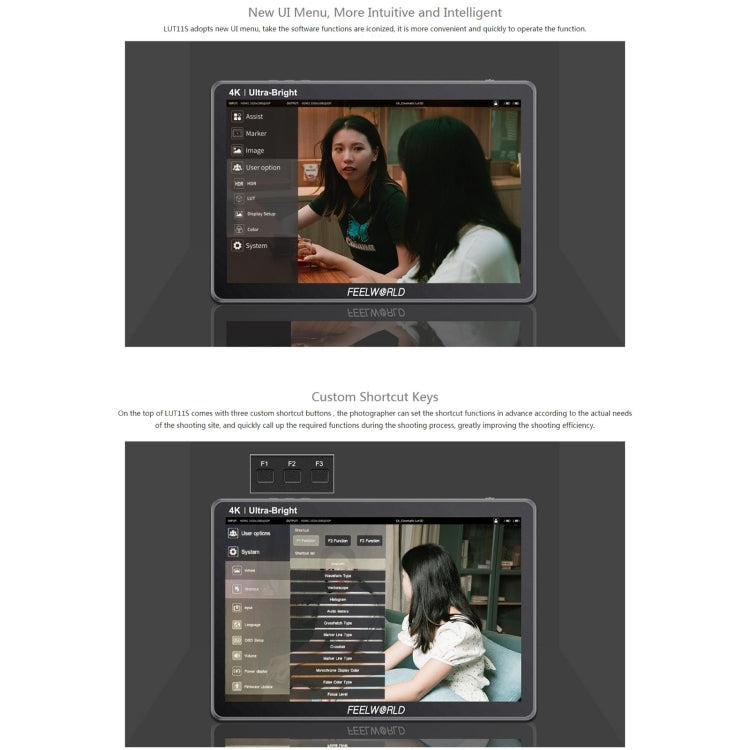 FEELWORLD LUT11S 10.1 inch Ultra High Bright 2000nit Touch Screen DSLR Camera Field Monitor, 3G-SDI 4K HDMI Input Output 1920 x 1200 IPS Panel
