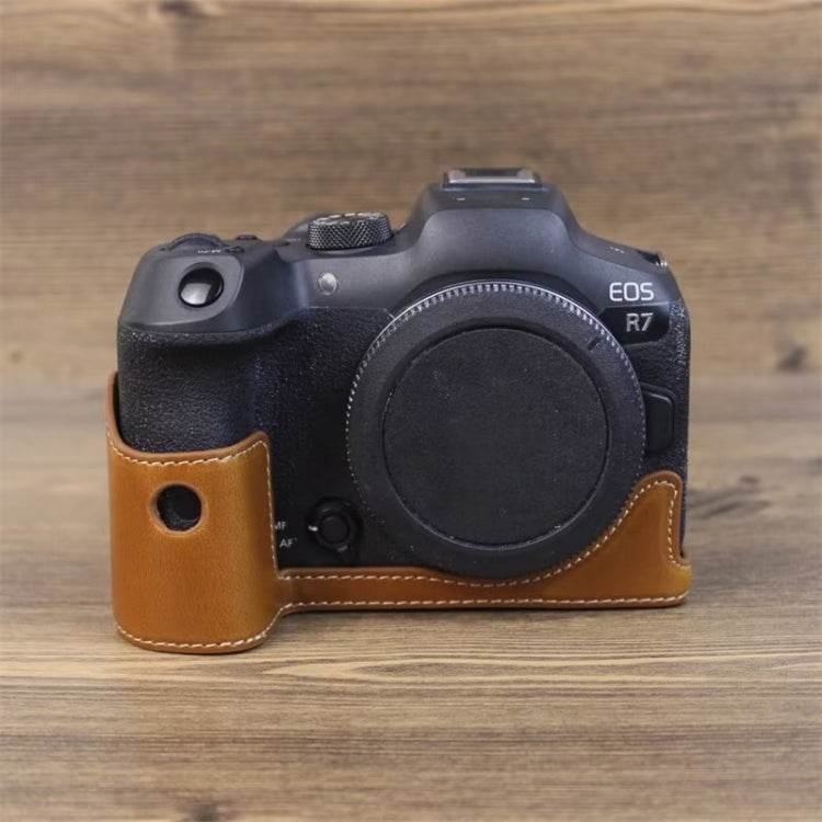 For Canon EOS R7 1/4 inch Thread PU Leather Camera Half Case Base
