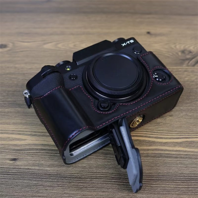 For FUJIFILM X-T5 1/4 inch Thread PU Leather Camera Half Case Base