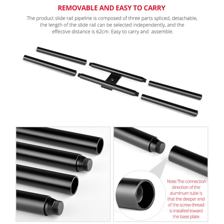 YELANGU YLG0119A 60cm Splicing Slide Rail Track + Trolley Rail Buckle for SLR Cameras / Video Cameras