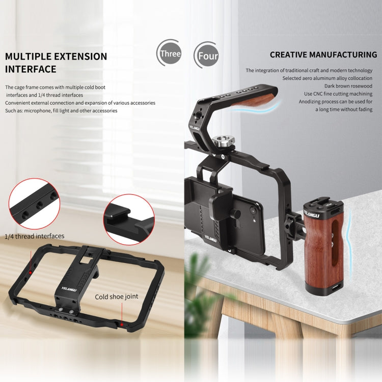 YELANGU LW101Vlogging Live Broadcast Smartphone Video Rig Handles Stabilizer Kits