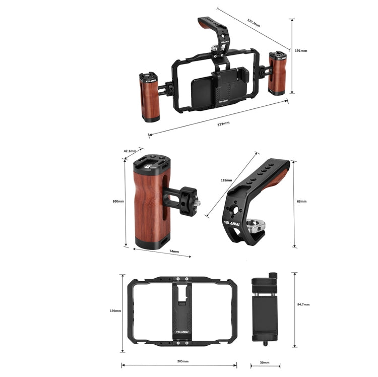 YELANGU LW101Vlogging Live Broadcast Smartphone Video Rig Handles Stabilizer Kits