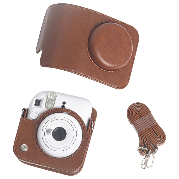 For FUJIFILM Instax mini 12 Leather Case Full Body Camera Bag with Shoulder Strap
